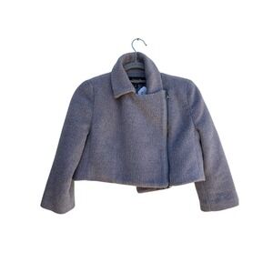 Toccin Womens Grey Cropped Moto Jacket, Off Center Zipper, Size S‎